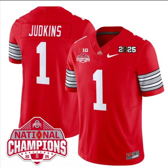 Mens Youths Kids Womens Quinshon Judkins CFP National CH Red Stitched Jersey
